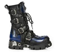 New Rock 107-S2 Mens 100% Leather Silver Skull Devil Metallic Boots - EU 43