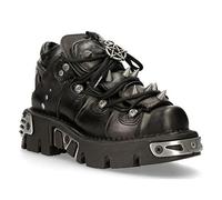 New Rock 110-S1 Black Leather Spiked Ankle Boots 6