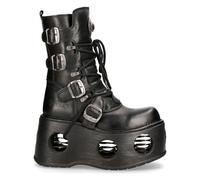 New Rock Boots 373-S2 Unisex Metallic Black Leather Platform Goth Neptuno Space 8