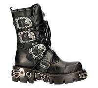New Rock 391 S1 Reactor Boots Goth Metallic UNISEX Black Calf Length