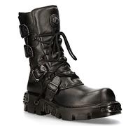 New Rock 391-S18 Unisex Black Metallic Reactor Skull Devil Goth Punk Leather Calf Boots 8