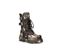 New Rock 591-S15 Boots CAMOUFLAGE Flame Metallic Black Leather Goth Punk Biker Fashion 10