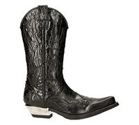 New Rock 7921 S1 Men's Black Flame Western Cowboy Zip Boots 43