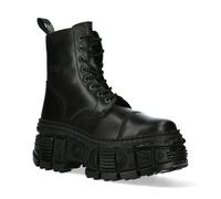 New Rock Unisex Black Goth Leather Boots-WALL083C-S5 - Size EU 43