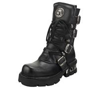 New Rock Block-heel In Metal-look Unisex Platform Boots in Black - 8 UK