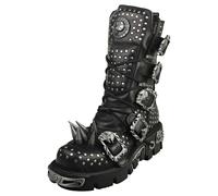 New Rock Boot Metallic M-1535-s1 Unisex Platform Boots in Black Silver - 11 UK