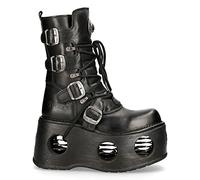 New Rock Boots 373-S2 Unisex Metallic Black Leather Platform Goth Neptuno Space 7
