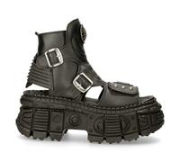 New Rock Boots BIOS106-V3 Black VEGAN Leather Unisex Platform Sandal Biker Goth - EU 38
