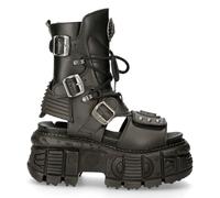 New Rock Mens Boots MR030-S1 Black Western 100% Leather Gothic Platform Riding Biker Shoes 45