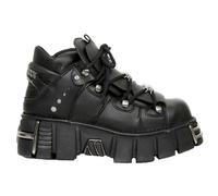 New Rock Boots M-106-VS1 Unisex Metallic Black Vegan Leather Gothic Punk Rock