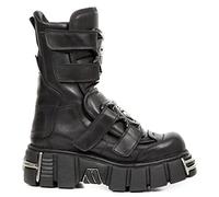 New Rock Boots M-422-S1 Unisex Metallic Black Leather Platform Gothic Boots 40