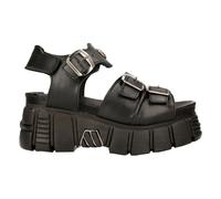 New Rock Boots M-BIOS101-C2 Unisex Metallic Black 100% Leather Sandal Punk Rock