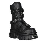 New Rock Boots M-MET422-S1 Unisex Metallic Black Leather Platform Gothic Boots