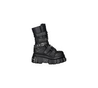 New Rock Boots M-MET422-S1 Unisex Metallic Black Leather Platform Gothic Boots 36