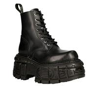 New Rock Boots M-MILI084N-S5 Unisex Metallic Black 100% Leather Platform Military (UK 9 / EU 43)