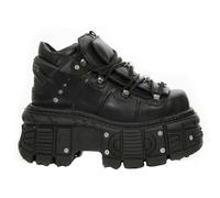 New Rock Boots M-TANK106-C2 Unisex Metallic Black 100% Leather Goth Platform