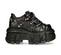 (43) New Rock M-TANK120N Unisex Blk Leather Metal Shoes