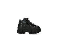 New Rock Boots Punk Rock WALL106-S12 Metallic Black Leather Platform Boots - Black 12 UK