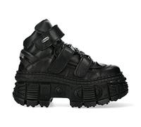 New Rock Boots Punk Rock WALL285-S2 Metallic Black Leather Gothic Boots