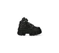 New Rock Boots Punk Rock WALL285-S2 Metallic Black Leather Gothic Boots - Black 9 UK