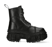 New Rock Boots Punk WALL083C-S5 Unisex Metallic Black Leather Platform Gothic EMO - EU 36