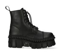 New Rock Boots Punk WALL083CCT-S6 Metallic Black Leather Platform Ankle Shoes - EU 42