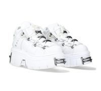 New Rock Boots Sole Tower Unisex Lace-up White Leather White Boots Leather Shoelaces M.106-C150 (47)