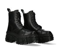 New Rock Boots WALL083C-S5 Unisex Metallic Black Leather Platform Gothic Boots