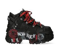 New Rock Boots WALL106-C9 Unisex Metallic Black Leather Platform Gothic Boots 38
