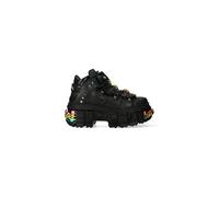New Rock Boots WALL106-S23 Unisex Metallic Black Leather Platform Gothic Boots 36