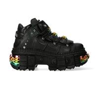 New Rock Boots WALL106-S23 Unisex Metallic Black Leather Platform Gothic Boots - EU 46