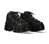 New Rock Boots WALL106-S25 Unisex Metallic Black Leather Platform Gothic Boots