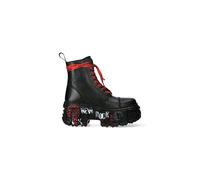 New Rock Boots WALL126CCT-C1 Unisex Metallic Black Leather Platform Gothic Boots - Black 4 UK