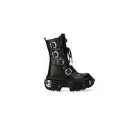 New Rock Boots WALL1473-S11 Unisex Metallic Black Leather Platform Gothic Boots 39