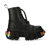 New Rock Boots WALL83CCT-S8 Unisex Metallic Black Leather Platform Gothic Boots - EU 40