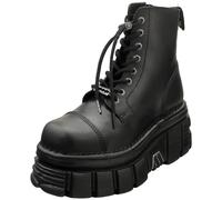 New Rock Leather Combat Tower Boots- M-NEWMILI083-S21 in Black | Size: 10 New Rock Black 10