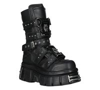 New Rock Boots M-MET422-S1 Unisex Metallic Black Leather Platform Gothic Boots 42