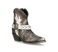New Rock Grey Leather Pointed Cowboy Boots- WSTM004-S2 - Grey - UK 3 | EU 36 | US 6