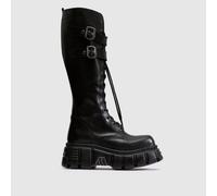 NEW ROCK Knee High Buckle Boots in Black UK 7 (EU 40)