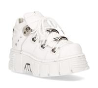 (41) New Rock 106N-S8 White Leather Gothic Ankle Boots