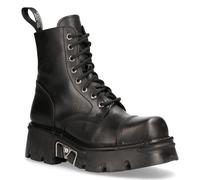 New Rock Leather Military Biker Boots- M-NEWMILI083-S19 New Rock Black 7
