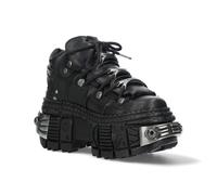 New Rock Leather Platform Ankle Boots-WALL106-S10 - Black - UK 10 | EU 44 | US 11