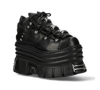New Rock M-106-C181 Black Gothic Punk Chunky Platform Ankle Boots - Black - UK 10 | EU 44 | US 11