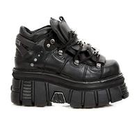 New Rock M.106-S29 TOWER SHOES Metallic Black Leather Biker Gothic Boots