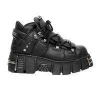 New Rock M-106-VS1 Unisex Metallic Black Vegan Leather Gothic Punk Rock Boots