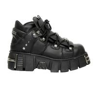 New Rock M-106-VS1 Unisex Metallic Black Vegan Leather Gothic Punk Rock Boots - EU 39