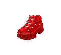New Rock M-106WALL-C13 Metallic Red Leather Gothic Ankle Boots