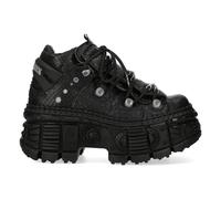New Rock M-106WALL-C65 Black Leather Platform Ankle Boots - EU 40