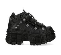 New Rock M-106WALL-C65 Black Leather Platform Ankle Boots - EU 42