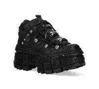 New Rock M-106WALL-C65 Python Black Leather Platform Ankle Boots - Black - UK 5 | EU 38 | US 8
